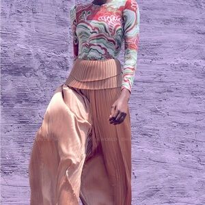 Toffee Pleated Wide Leg Pants